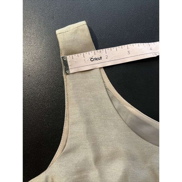 Coldwater Creek Sheath Dress 12 Taffeta Knee Length Sleeveless Zip Lined Gold - Picture 14 of 14